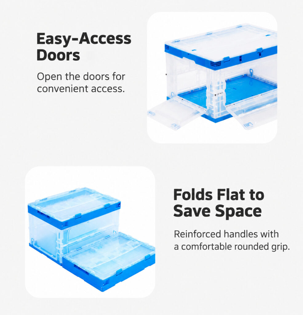 Side-door access and fold-flat storage details
