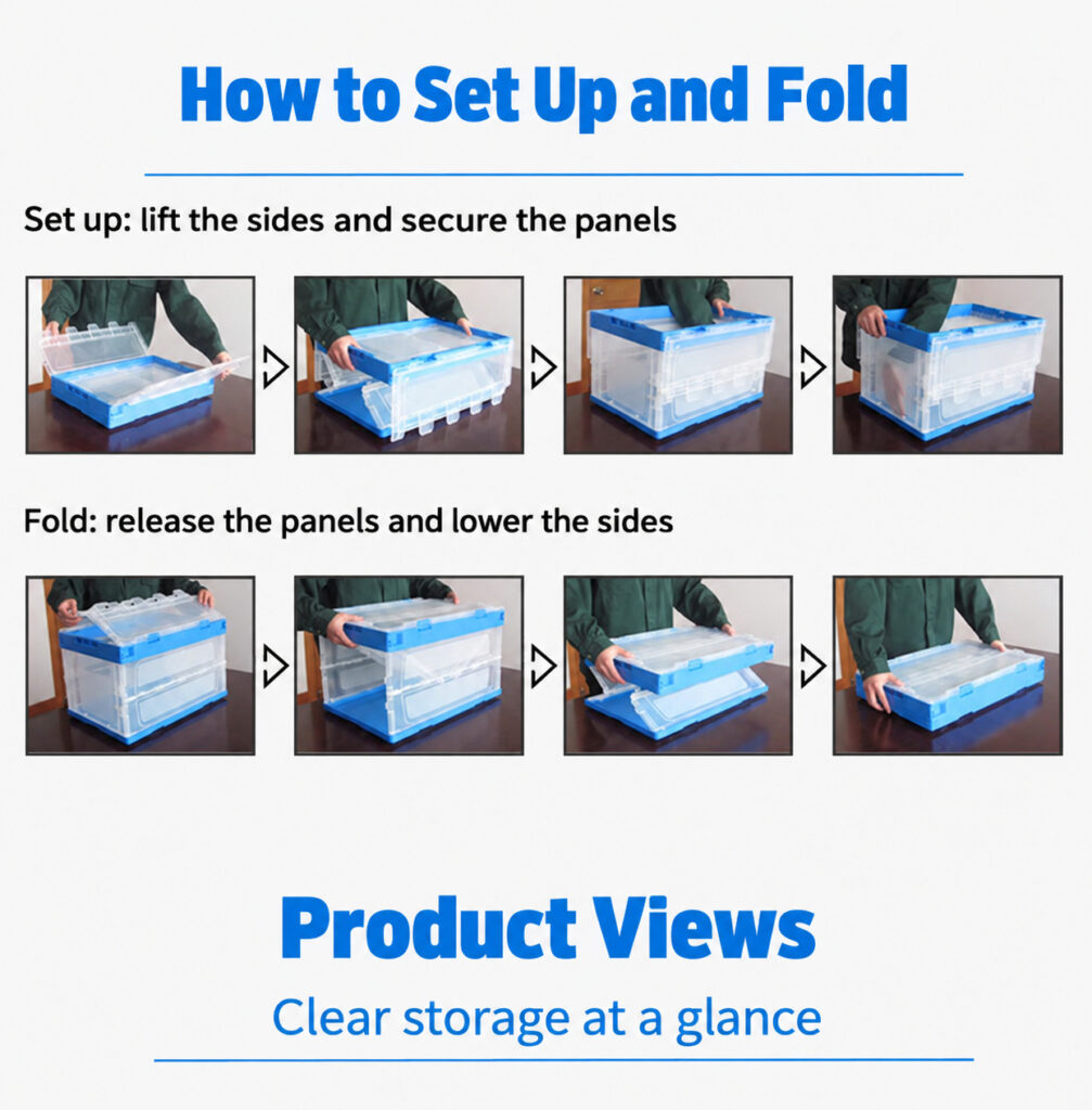 Step-by-step setup and folding instructions