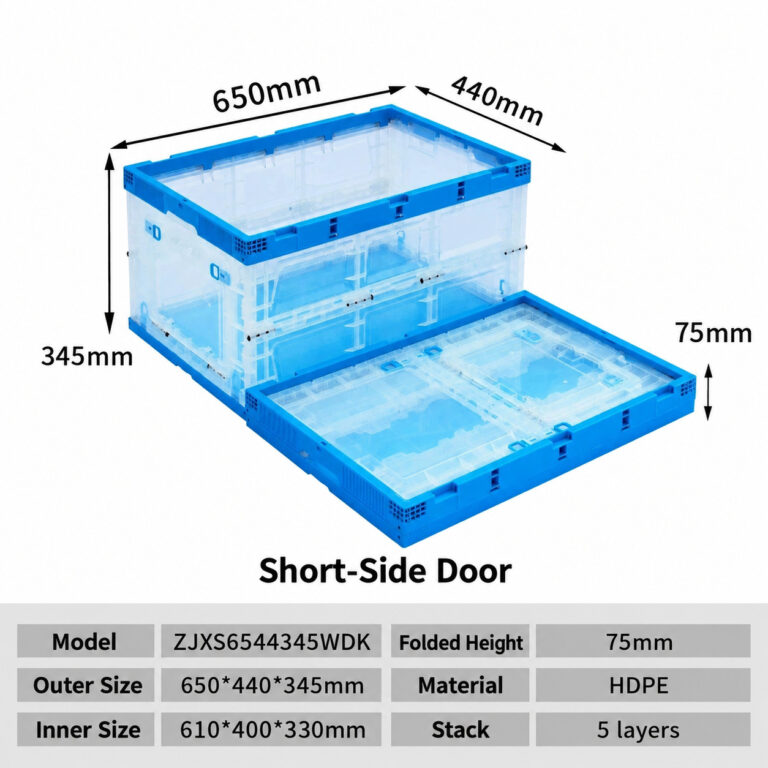 ZJXS6544345WDK clear folding box dimension drawing, 650 × 440 × 345 mm