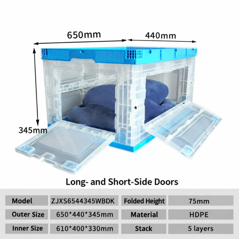ZJXS6544345WBDK clear folding box dimension drawing, 650 × 440 × 345 mm