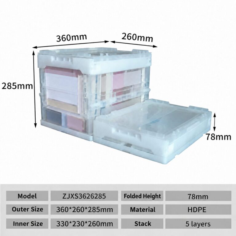 ZJXS3626285 folding storage box: 360 × 260 × 285 mm; folded height 78 mm