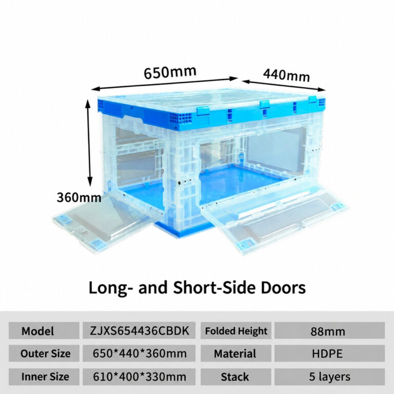 ZJXS654436CBDK clear folding box dimension drawing, 650 × 440 × 360 mm