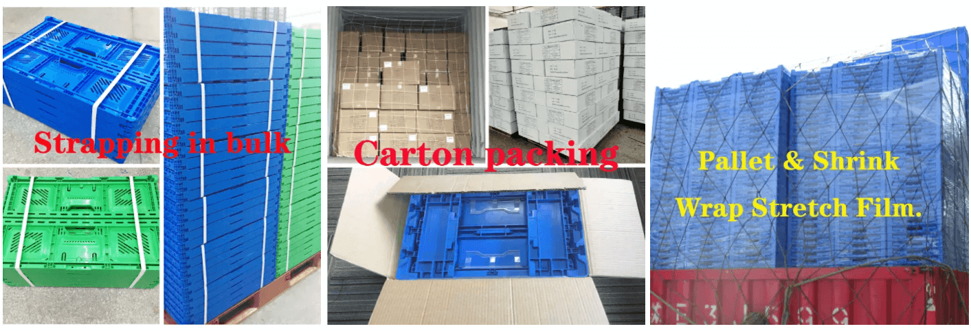 Packing and shipping of collapsible plastic crates